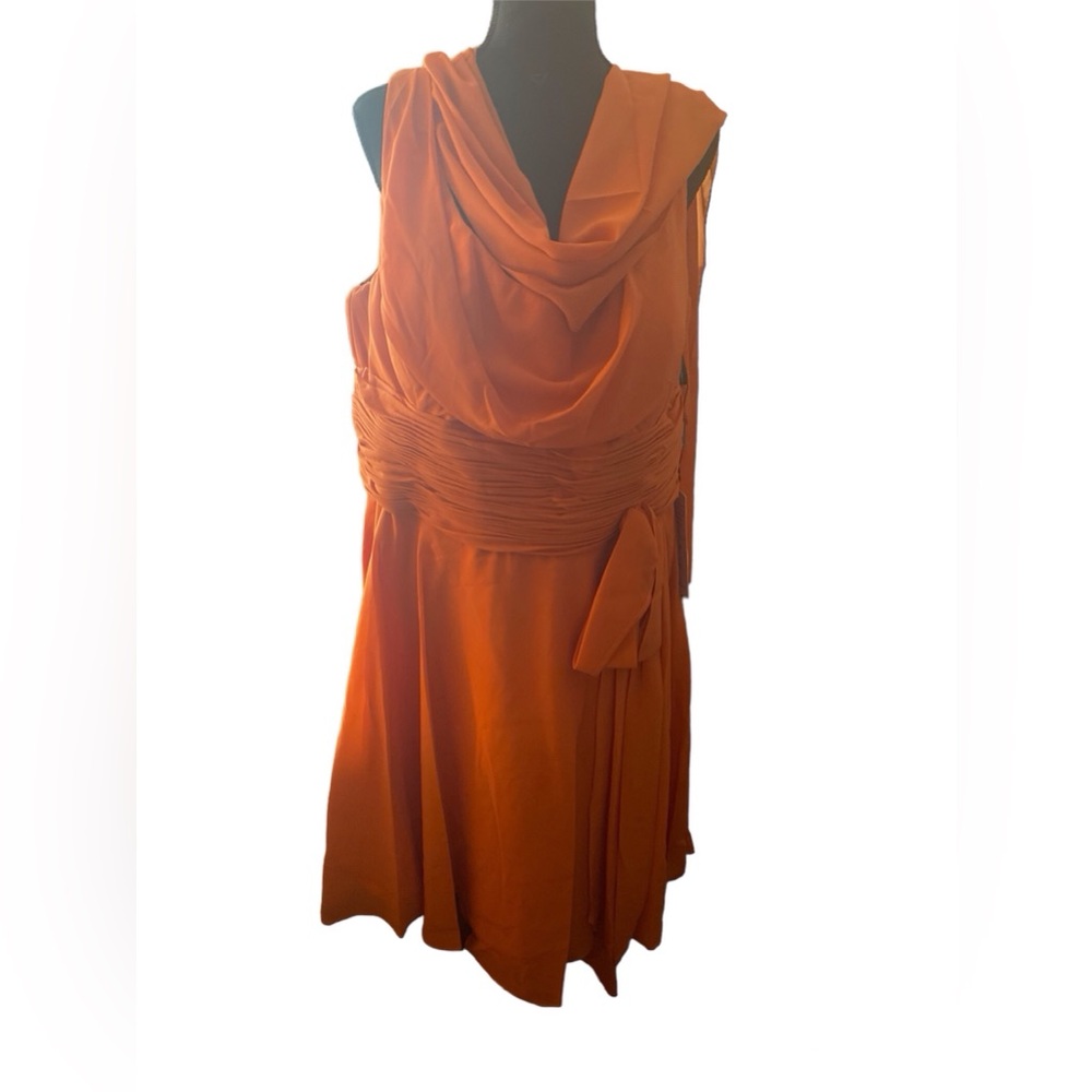 Gilded Sunset Burnt Orange Formal Dress Size 24 shawl included NWT